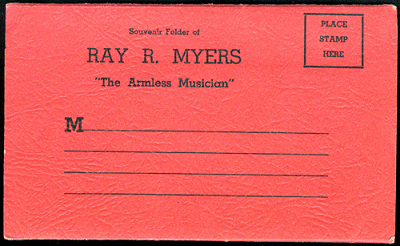 Souvenir postcard book of Ray R. Myers, The Armless Musician