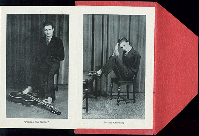Ray Myers souvenir folder opened: 'Playing the Guitar' and 'Perfect Grooming'
