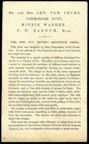 description of Mrs. Thumb's reception dress