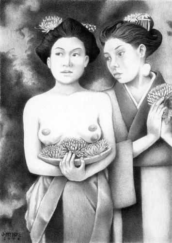 "Japanese Women with Chrysanthemums" is copyright    2006 by James G. Mundie. All rights reserved.  Reproduction prohibited.