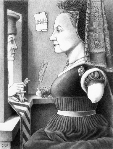 "Portrait of Frieda Pushnik and a Patron at a Casement" is copyright    2004 by James G. Mundie. All rights reserved.  Reproduction prohibited.